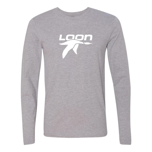 Loon Mountain Adult Long Sleeve White Chest Logo Heather Grey