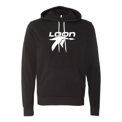 Loon Mountain Adult Hoodie White Chest Logo Black