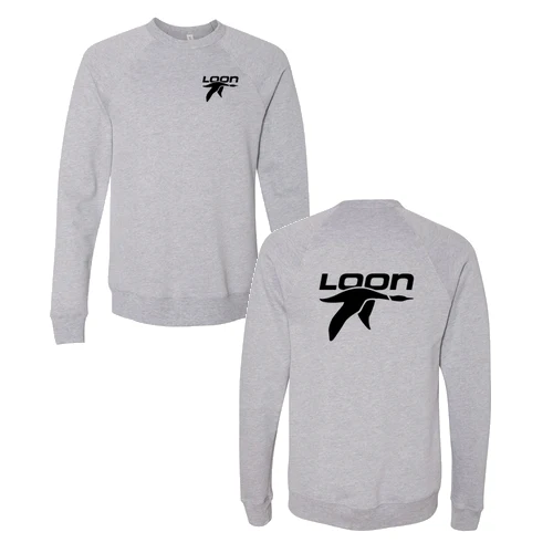 Loon Mountain Adult Crewneck Black Chest and Back Logo Athletic Heather