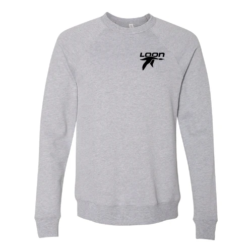 Loon Mountain Adult Crewneck Black Chest and Back Logo Athletic Heather - Image 2