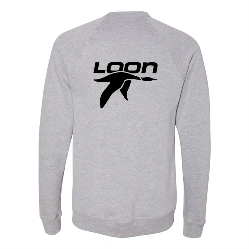 Loon Mountain Adult Crewneck Black Chest and Back Logo Athletic Heather - Image 4