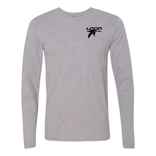 Loon Mountain Adult Long Sleeve Black Chest and Back Logo Heather Grey - Image 2