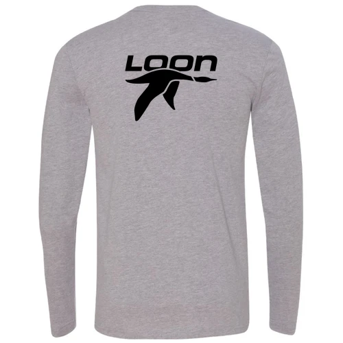 Loon Mountain Adult Long Sleeve Black Chest and Back Logo Heather Grey - Image 4
