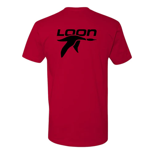 Loon Mountain Adult T-Shirt Black Chest and Back Logo Red - Image 4