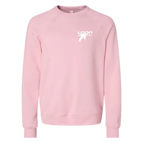 Loon Mountain Adult Crewneck White Chest and Back Logo Pink - Image 2