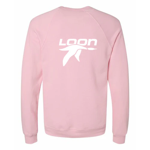 Loon Mountain Adult Crewneck White Chest and Back Logo Pink - Image 4
