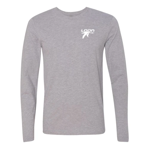 Loon Mountain Adult Long Sleeve White Chest and Back Logo Heather Grey - Image 2