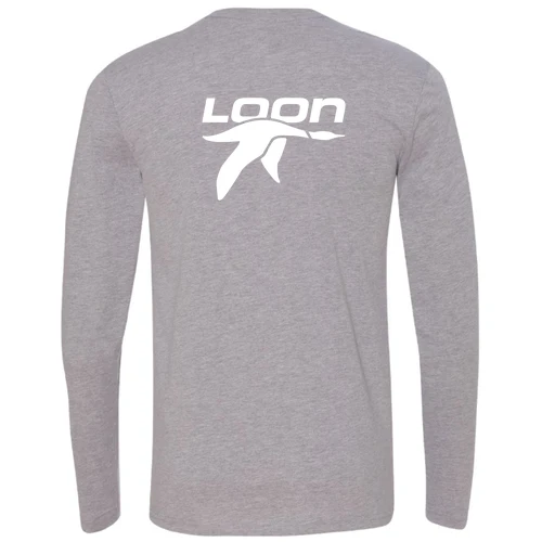 Loon Mountain Adult Long Sleeve White Chest and Back Logo Heather Grey - Image 4