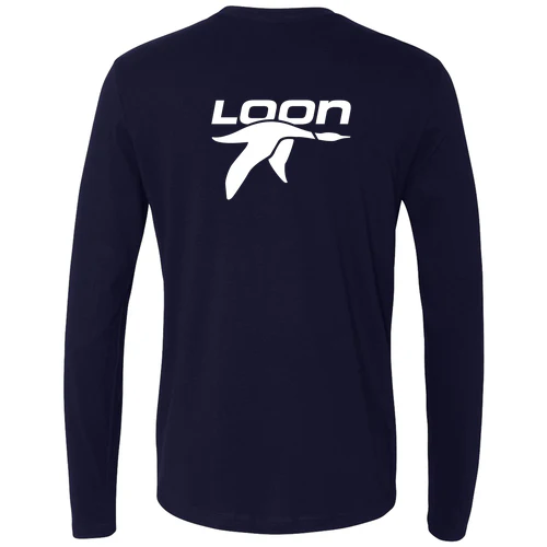 Loon Mountain Adult Long Sleeve White Chest and Back Logo Midnight Navy - Image 4