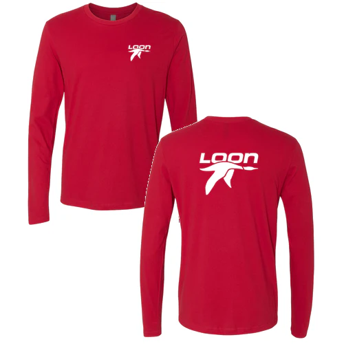 Loon Mountain Adult Long Sleeve White Chest and Back Logo Red