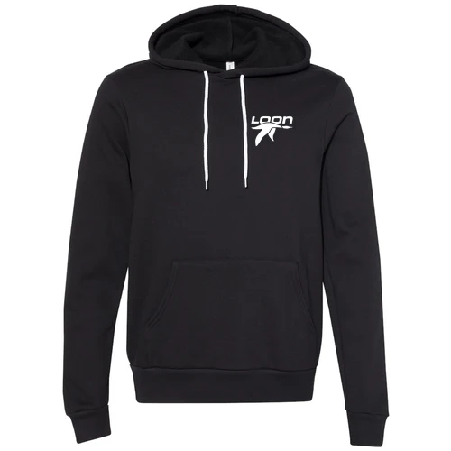 Loon Mountain Adult Hoodie White Chest and Back Logo Black - Image 2