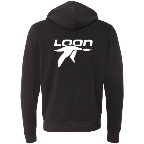 Loon Mountain Adult Hoodie White Chest and Back Logo Black - Image 4