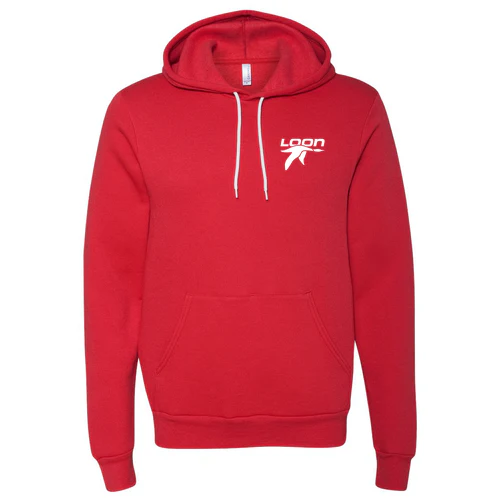 Loon Mountain Adult Hoodie White Chest and Back Logo Red - Image 2
