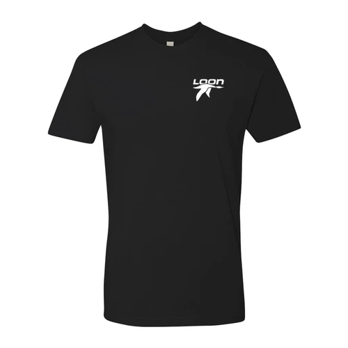 Loon Mountain Adult T-Shirt White Chest and Back Logo Black - Image 2