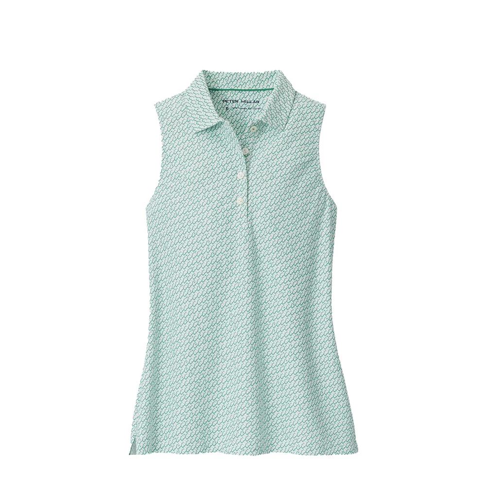 Peter Millar Women's Stepped Clubs Banded Sport Mesh Sleeveless Button Polo Shirt