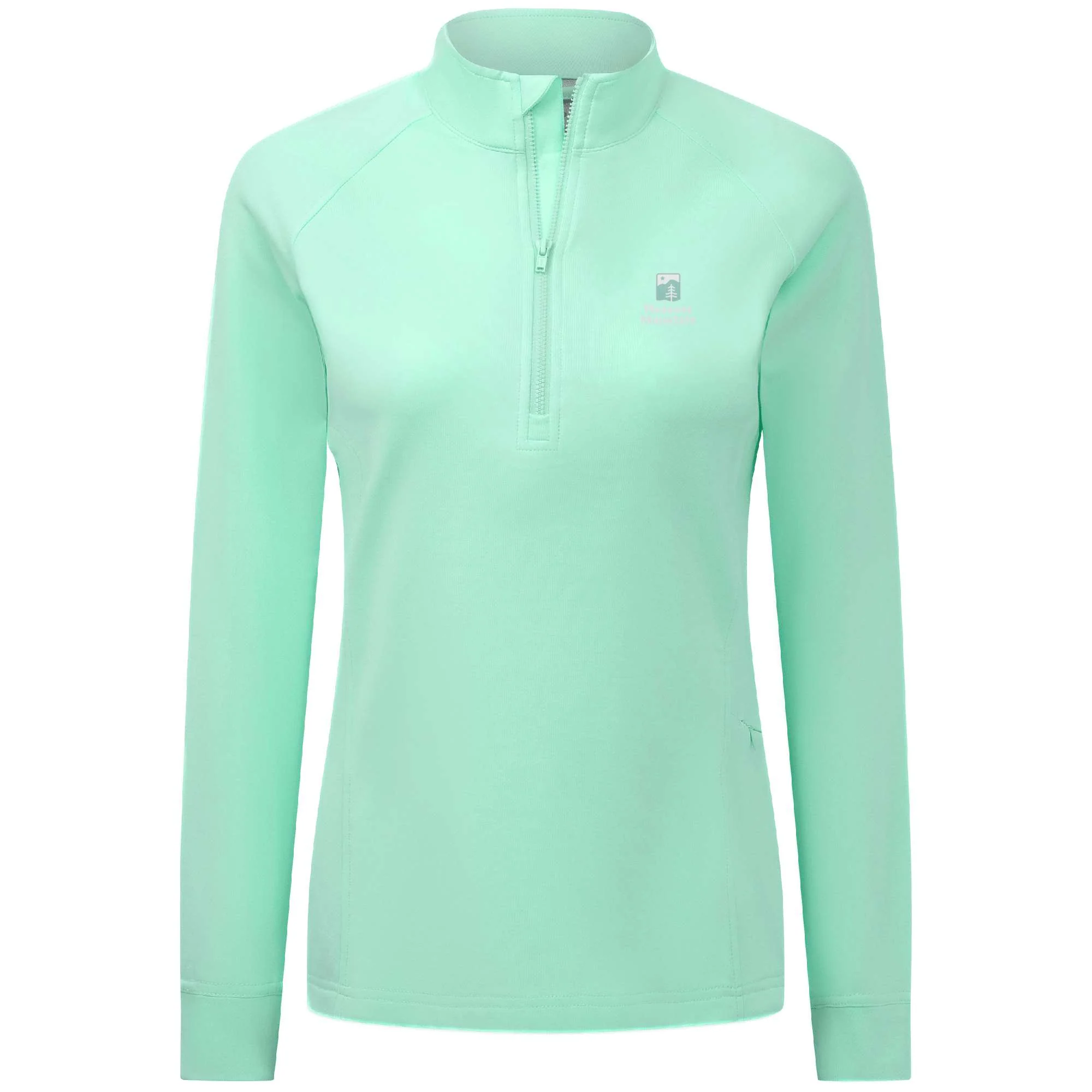 Pleasant Mountain Women's Midweight 1/4 Zip White Small Chest Logo