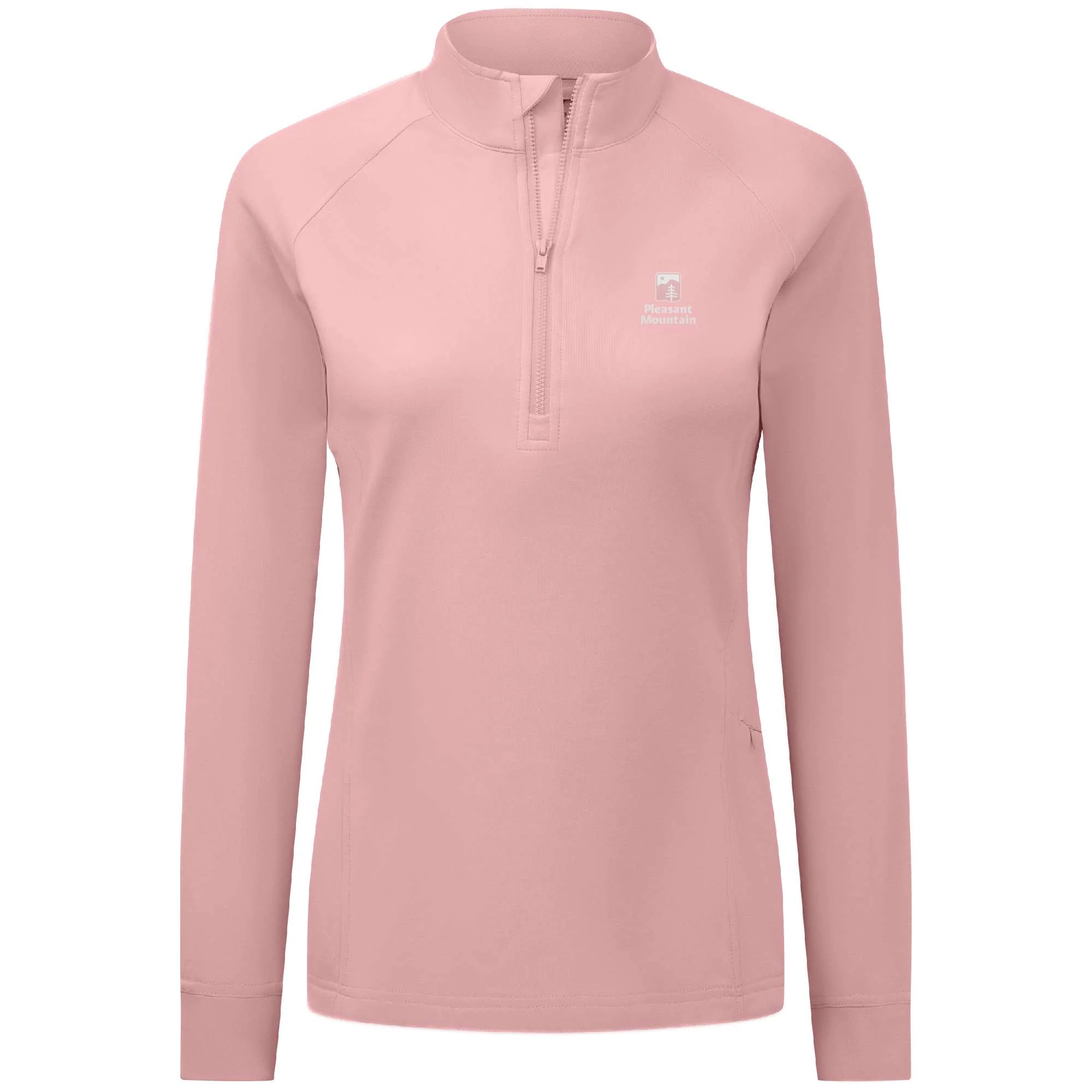 Pleasant Mountain Women's Midweight 1/4 Zip White Small Chest Logo - Image 3