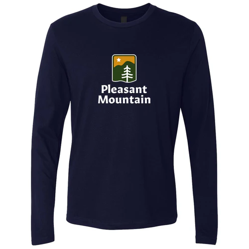 Pleasant Mountain Adult Long Sleeve Full Color Chest Logo Midnight Navy