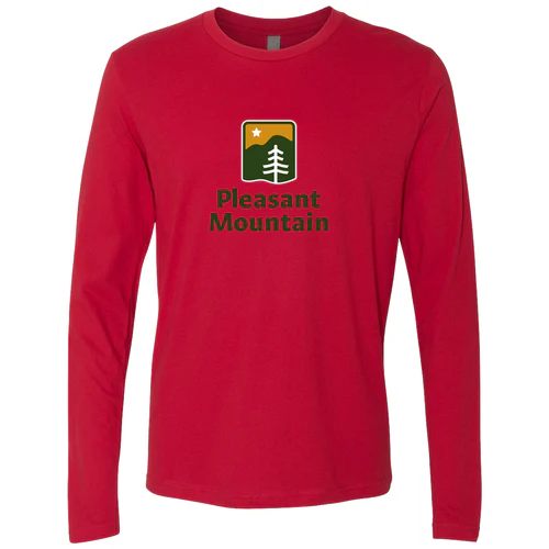 Pleasant Mountain Adult Long Sleeve Full Color Chest Logo Red