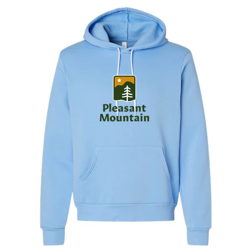 Pleasant Mountain Adult Hoodie Full Color Chest Logo Carolina Blue