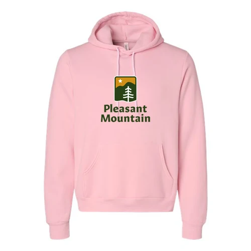 Pleasant Mountain Adult Hoodie Full Color Chest Logo Pink