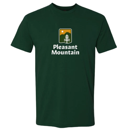 Pleasant Mountain Adult T-Shirt Full Color Chest Logo Forest