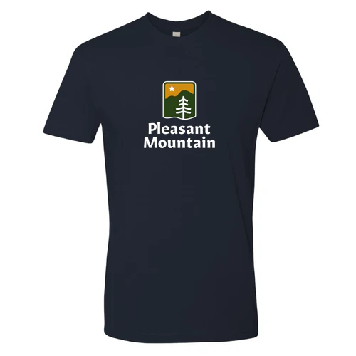 Pleasant Mountain Adult T-Shirt Full Color Chest Logo Midnight Navy