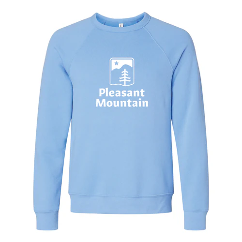 Pleasant Mountain Adult Crewneck White Chest Logo Carolina Blue