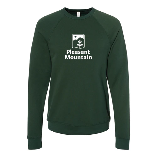 Pleasant Mountain Adult Crewneck White Chest Logo Forest
