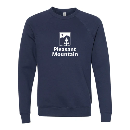 Pleasant Mountain Adult Crewneck White Chest Logo Navy