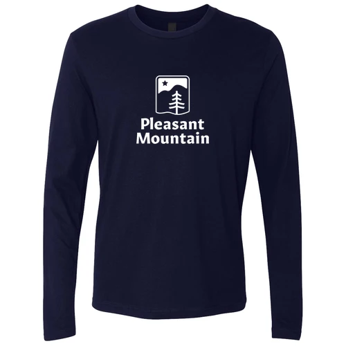 Pleasant Mountain Adult Long Sleeve White Chest Logo Midnight Navy