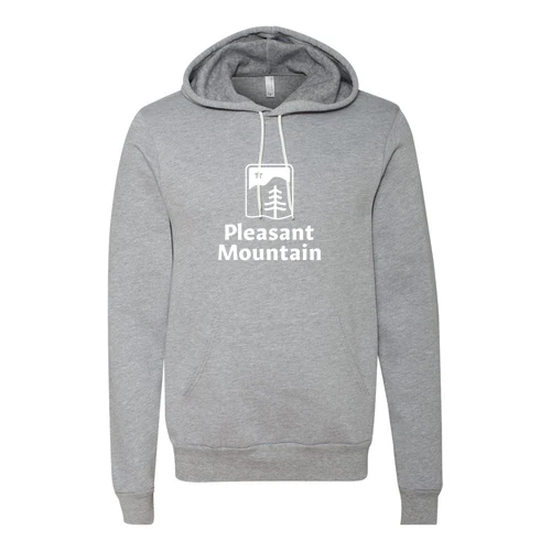 Pleasant Mountain Adult Hoodie White Chest Logo Athletic Heather