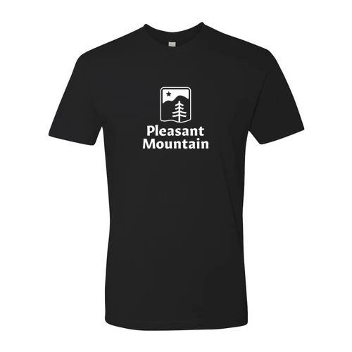 Pleasant Mountain Adult T-Shirt White Chest Logo Black