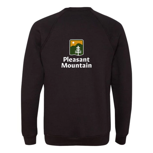 Pleasant Mountain Adult Crewneck Full Color Chest and Back Logo Black - Image 4