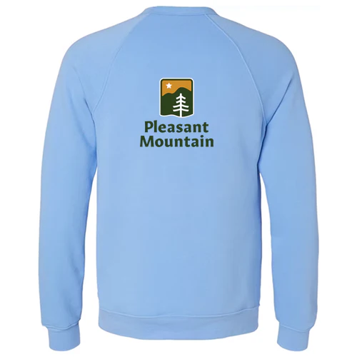 Pleasant Mountain Adult Crewneck Full Color Chest and Back Logo Carolina Blue - Image 4