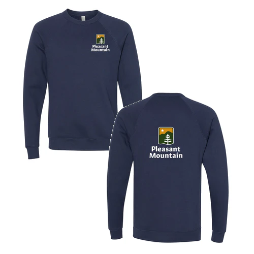 Pleasant Mountain Adult Crewneck Full Color Chest and Back Logo Navy