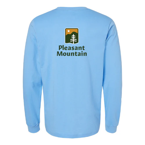 Pleasant Mountain Adult Long Sleeve Full Color Chest and Back Logo Carolina Blue - Image 4