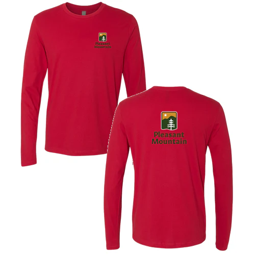 Pleasant Mountain Adult Long Sleeve Full Color Chest and Back Logo Red