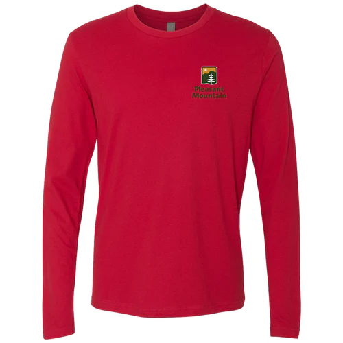 Pleasant Mountain Adult Long Sleeve Full Color Chest and Back Logo Red - Image 2