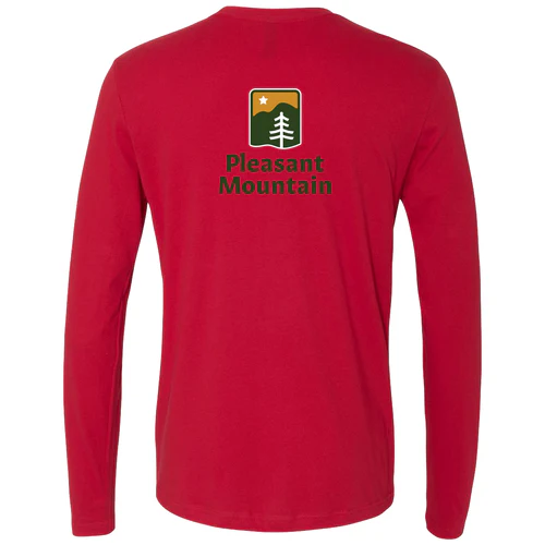 Pleasant Mountain Adult Long Sleeve Full Color Chest and Back Logo Red - Image 4