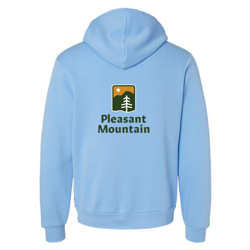 Pleasant Mountain Adult Hoodie Full Color Chest and Back Logo Carolina Blue - Image 4