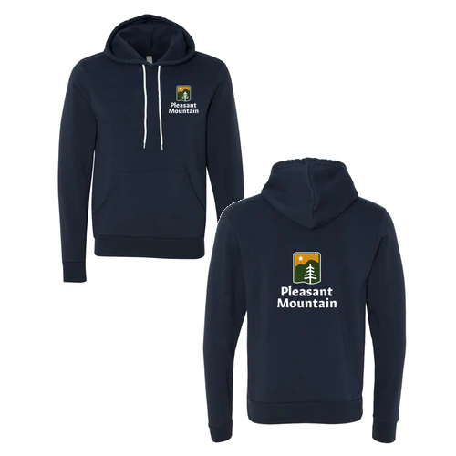 Pleasant Mountain Adult Hoodie Full Color Chest and Back Logo Navy