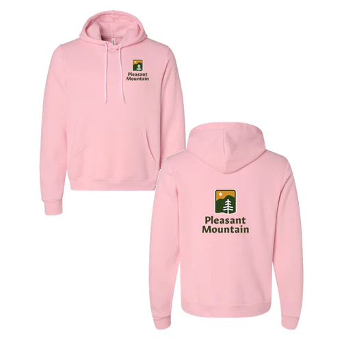 Pleasant Mountain Adult Hoodie Full Color Chest and Back Logo Pink