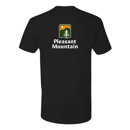 Pleasant Mountain Adult T-Shirt Full Color Chest and Back Logo Black - Image 4