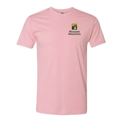 Pleasant Mountain Adult T-Shirt Full Color Chest and Back Logo Light Pink - Image 2