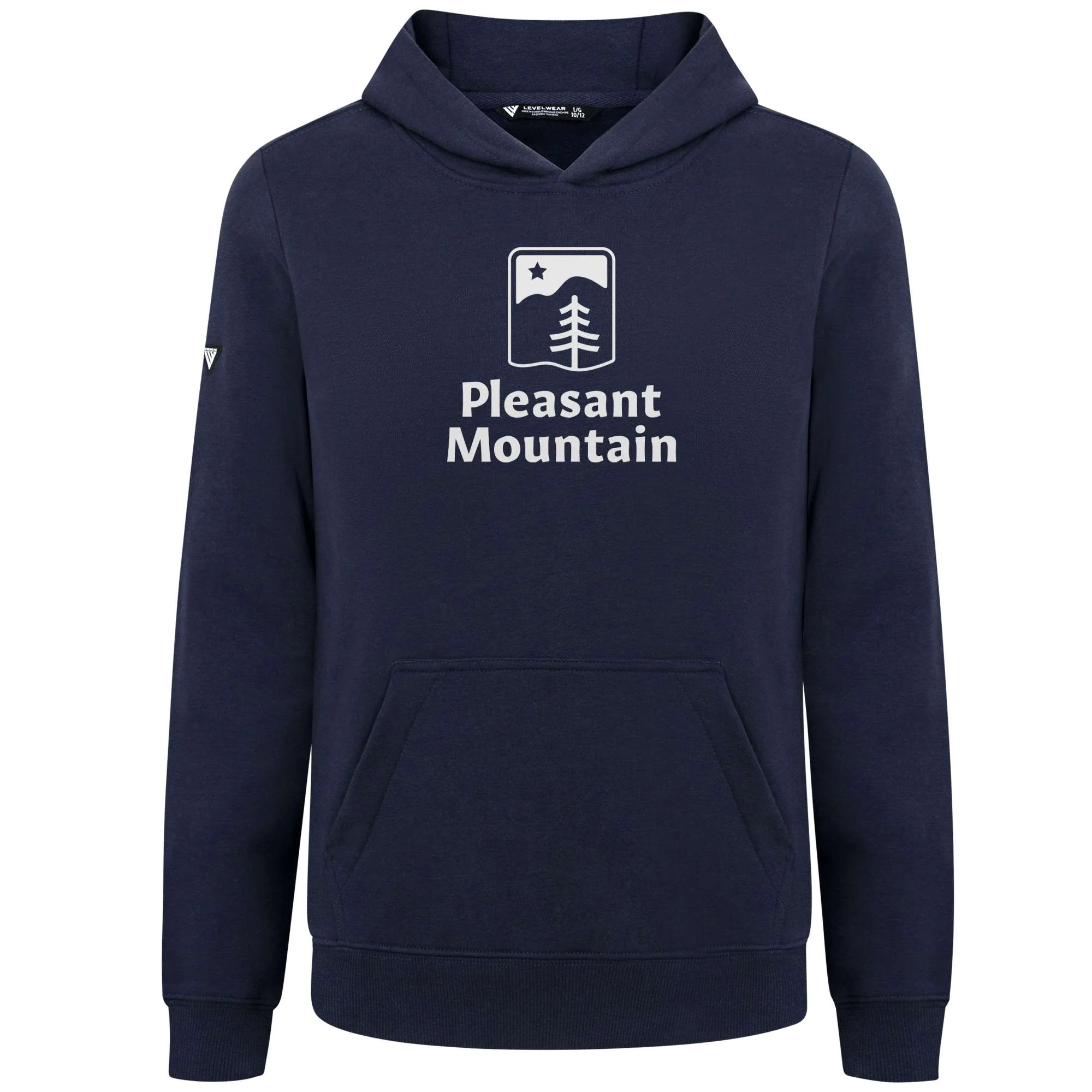 Pleasant Mountain Kid's Hoody White Chest Logo - Image 3