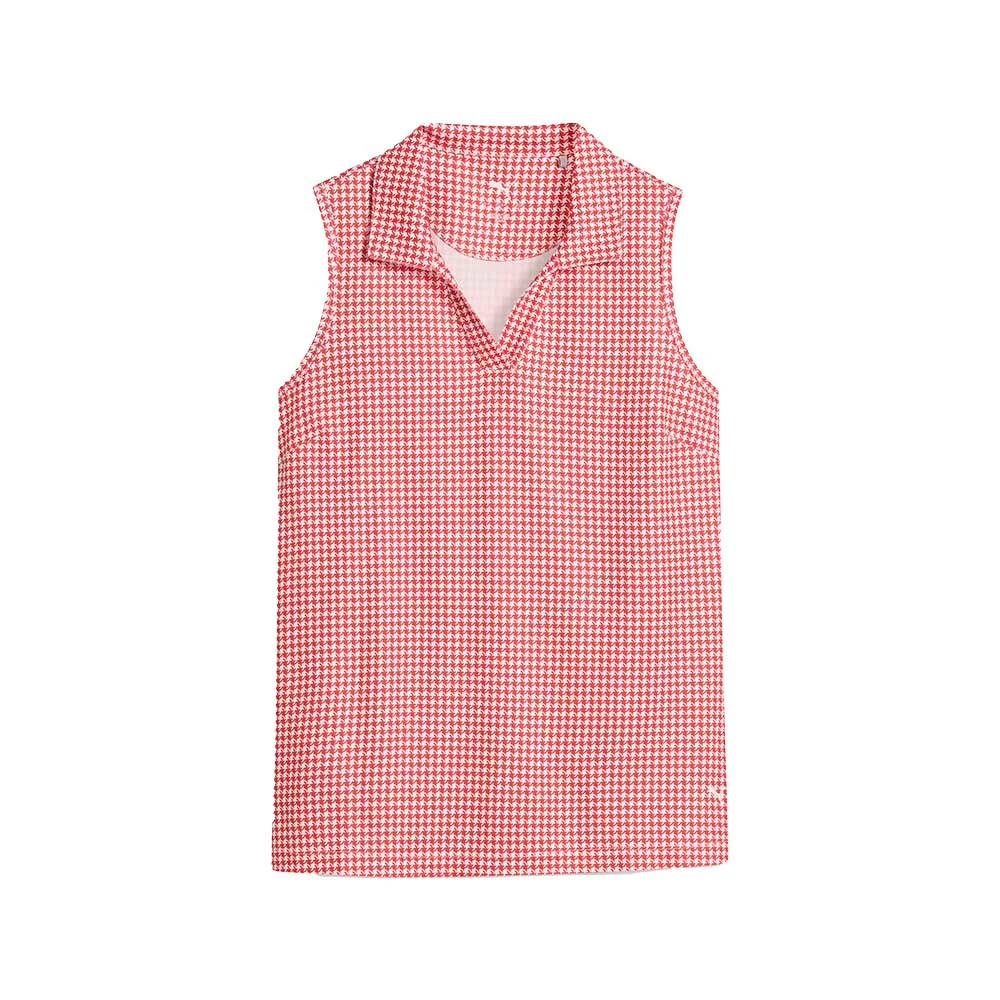 Puma Women's CLOUDSPUN Mono Check Sleeveless Golf Polo