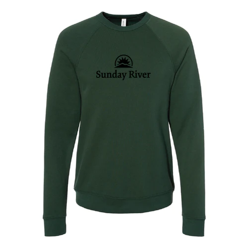 Sunday River Adult Crewneck Black Chest Logo Forest