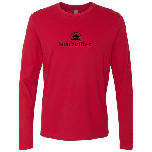Sunday River Adult Long Sleeve Black Chest Logo Red