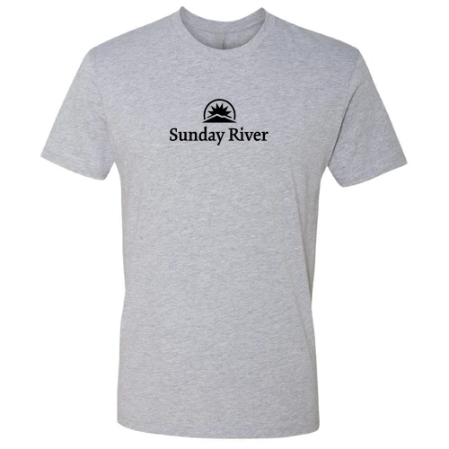 Sunday River Adult T-Shirt Black Chest Logo Heather Grey